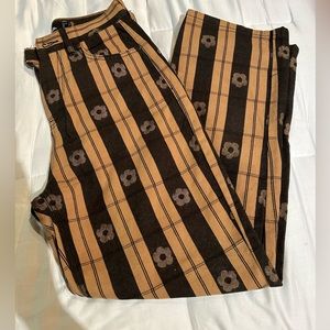 Patterned pants, brown and black with small flowers, size 4